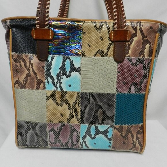 Consuela Classic Sadie Embroidered Patchwork tote bag purse Leather Large - Picture 5 of 16